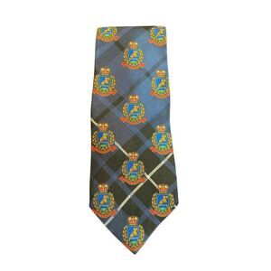 Duck head men’s vintage themed horses 100% silk black plaid tie 57